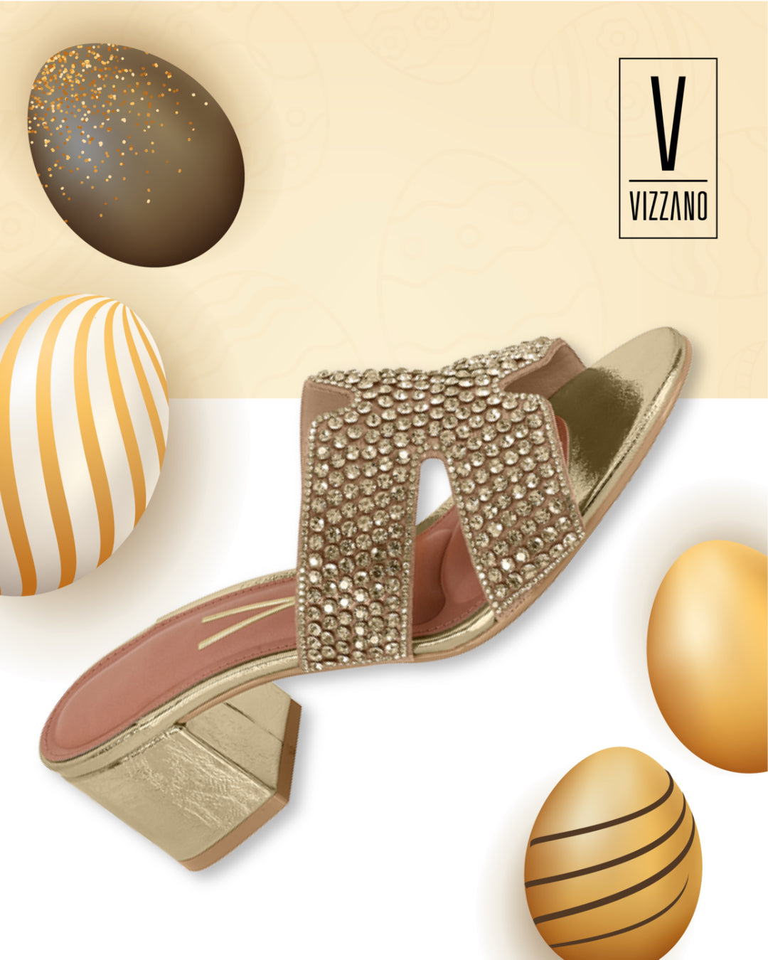 Mule Vizzano 6291.1496 | Salto Bloco com Strass | Conforto e Elegância | Roma Pell