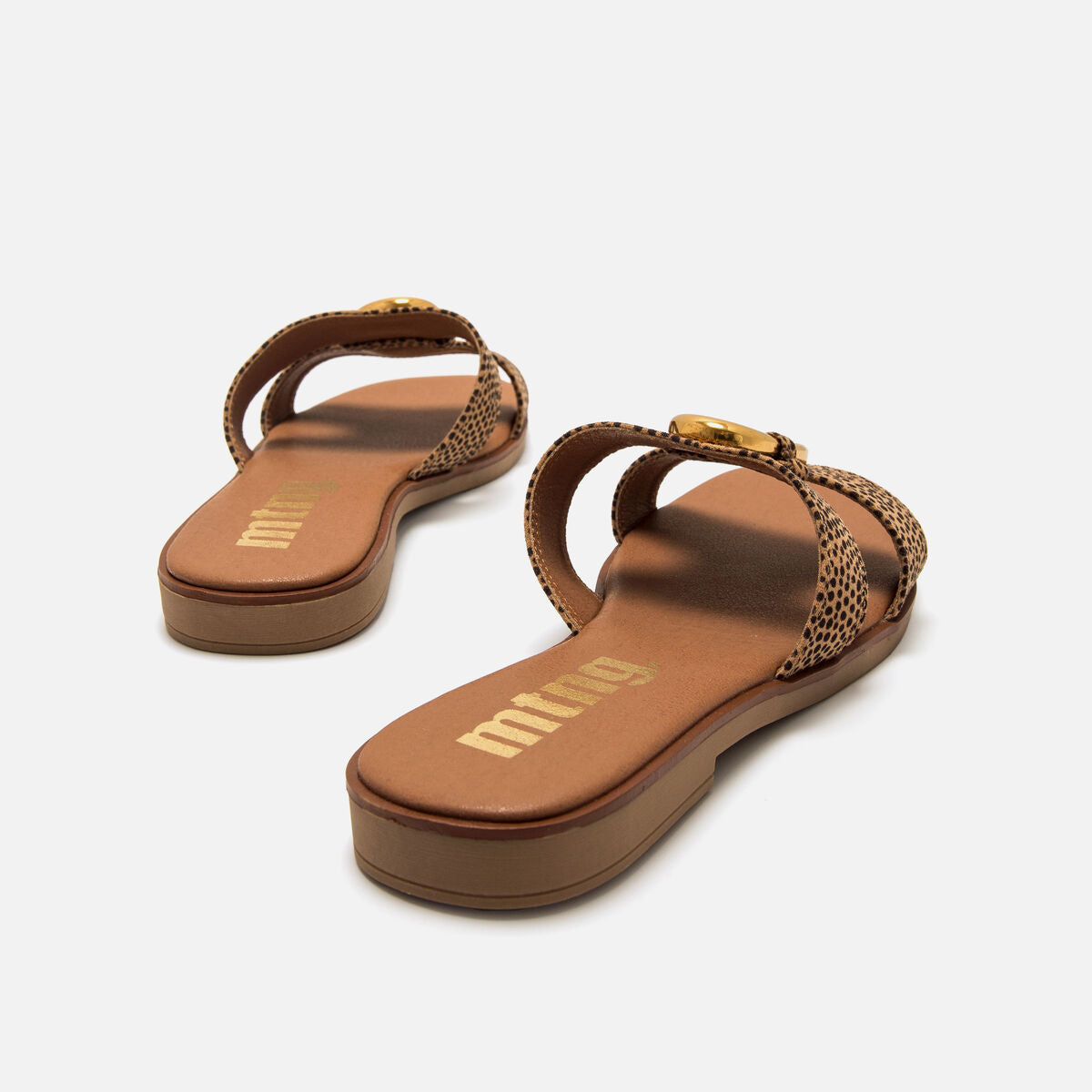 Sandálias Rasteiras Mustang Alysa | Estampa Animal | Bege