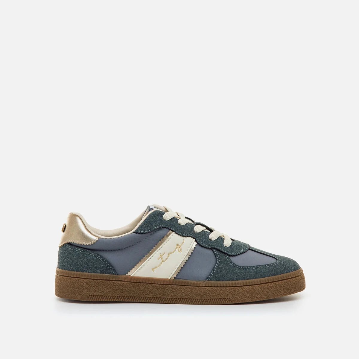 apatilhas Mustang Femininas Roy Azul Marinho e Dourado | 60860 - Roma Pell