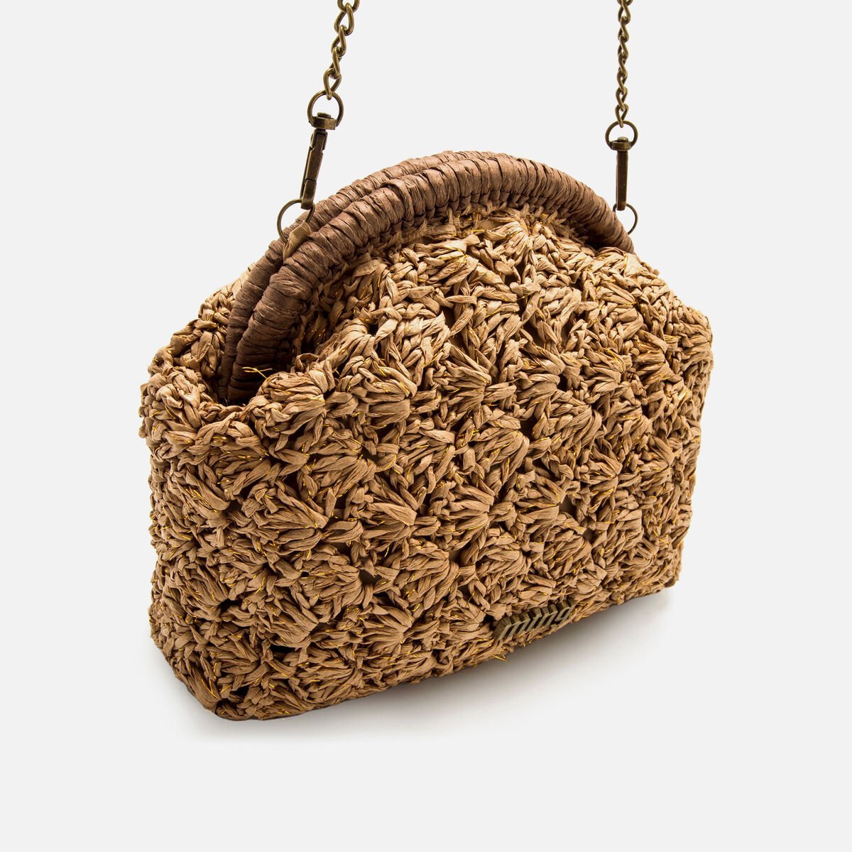 Bolsa de Ombro Cueva Mustang em Ráfia — Estilo Boho Natural - Roma Pell