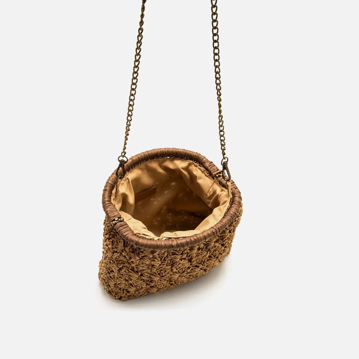 Bolsa de Ombro Cueva Mustang em Ráfia — Estilo Boho Natural - Roma Pell