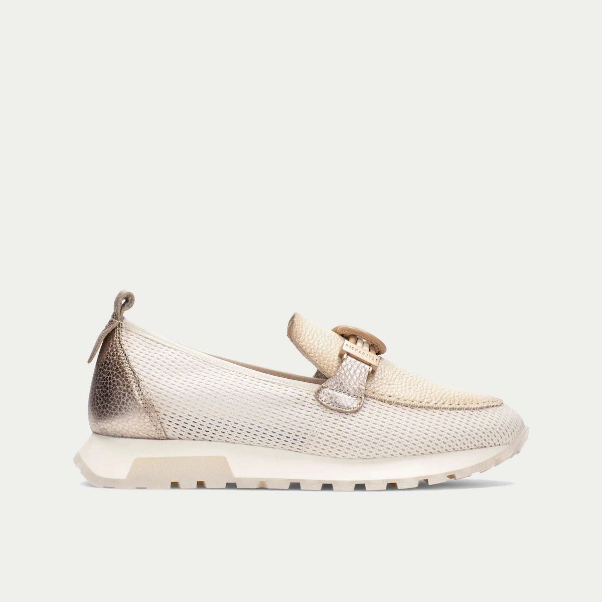 Mocassim Hispanitas Oregon Pele Branco e Champagne | Triflow® | Roma Pell - Roma Pell