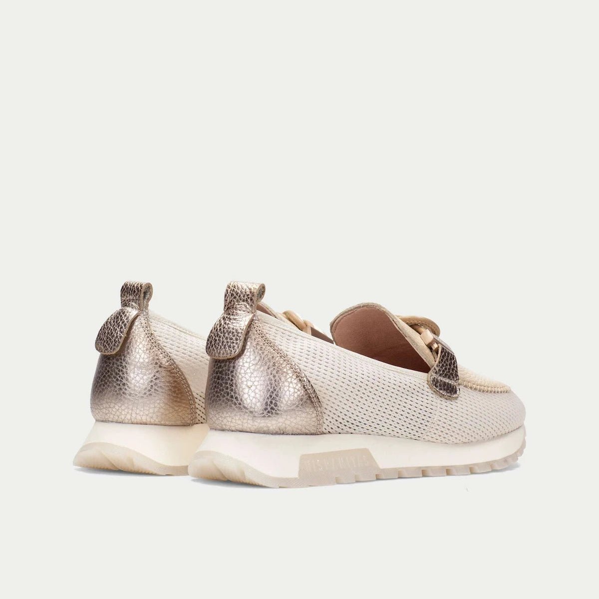 Mocassim Hispanitas Oregon Pele Branco e Champagne | Triflow® | Roma Pell - Roma Pell