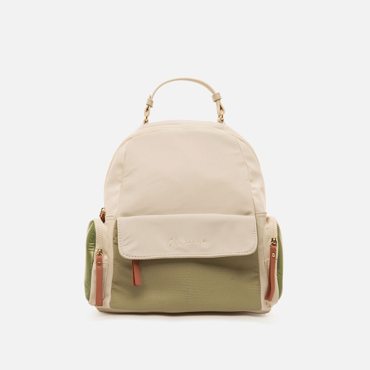 Mochila Mariamare Mover Mulher Bege Verde Detalhes Pêssego C59989 - Roma Pell