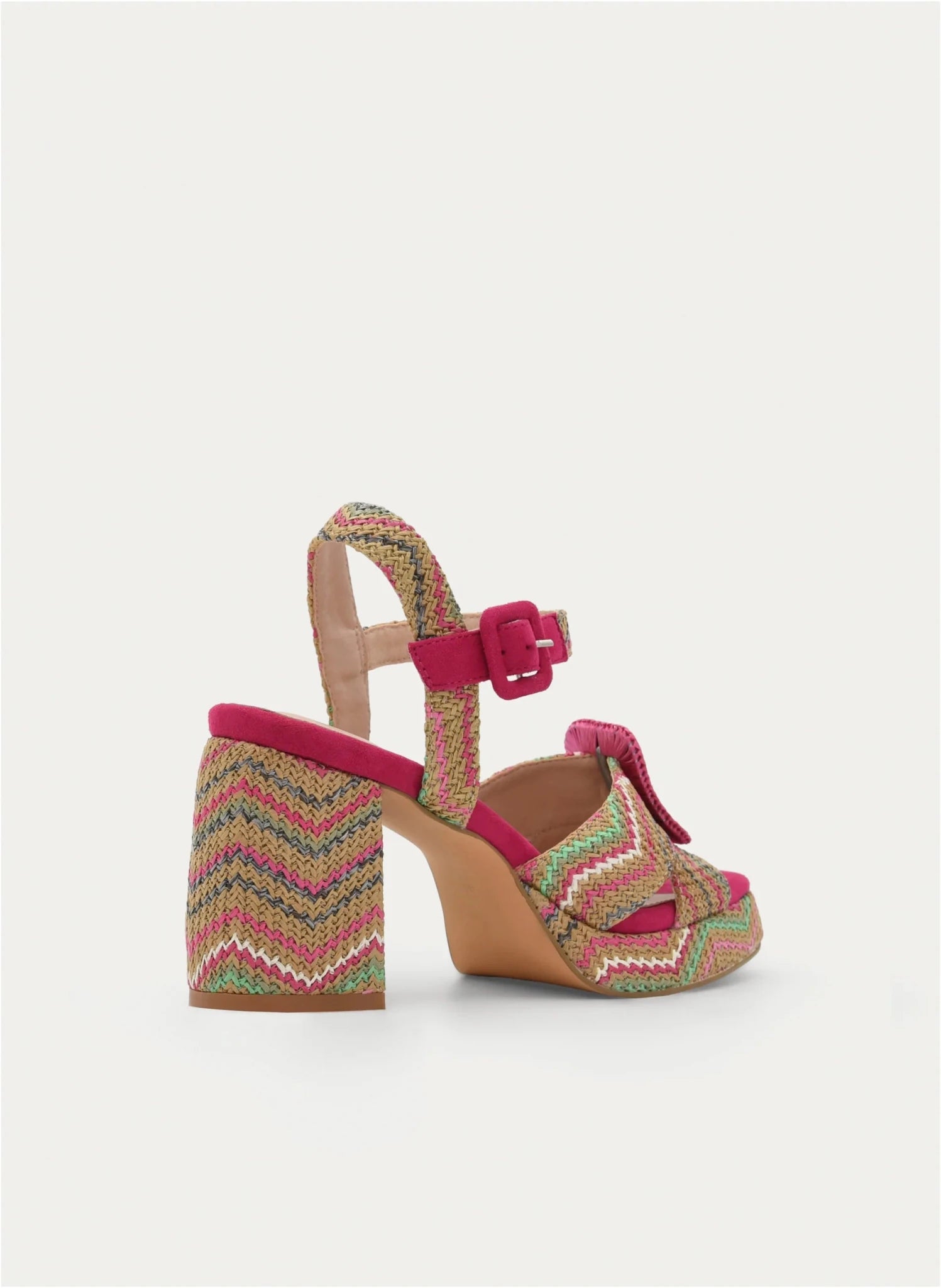 Sandália Azarey com Plataforma Multicolor Fúcsia - Roma Pell