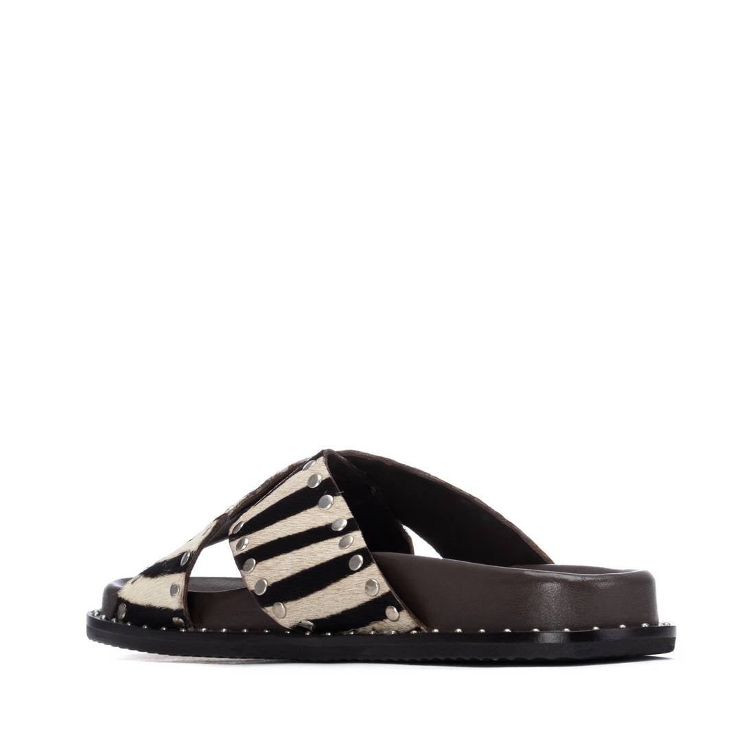 Sandália Carmela em Pele Genuína — Zebra Animal Print - Roma Pell