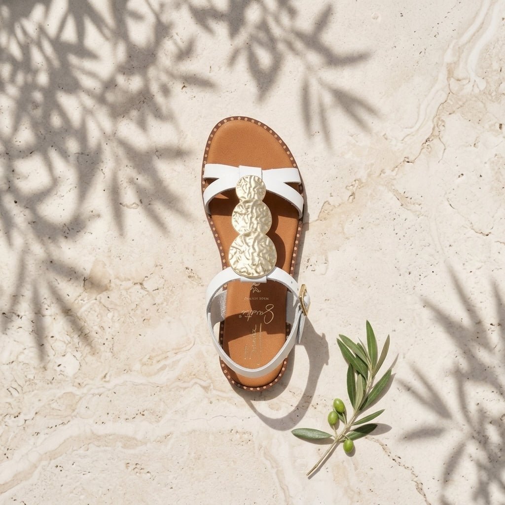 Sandália Rasteira Oh My Sandals 5849 em Pele | Detalhe Dourado - Roma Pell