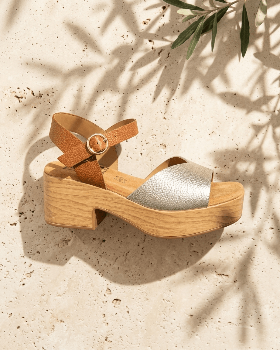 Sandálias de Salto Largo em Couro Dourado | Elegância e Conforto - Roma Pell