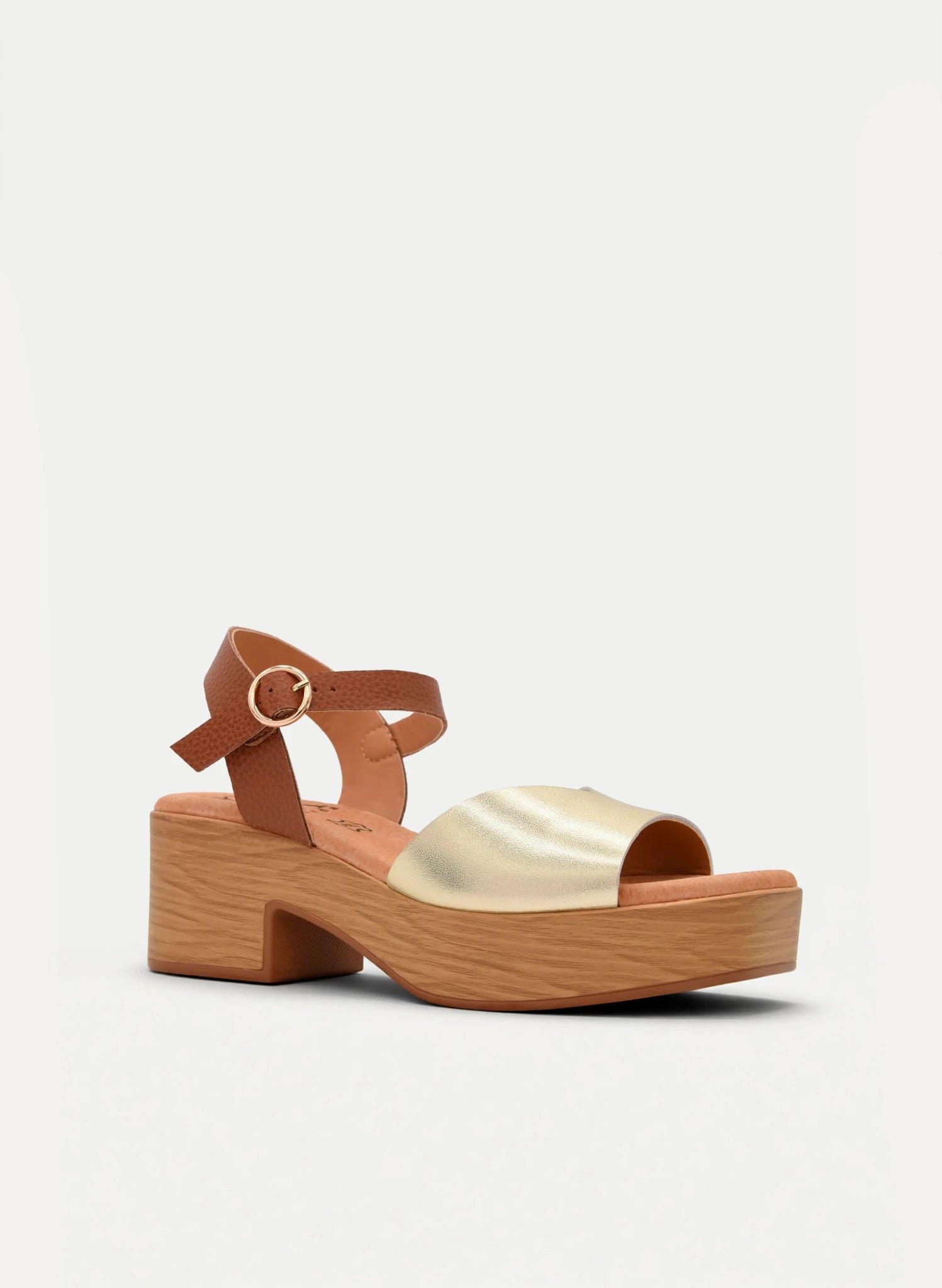 Sandálias de Salto Largo em Couro Dourado | Elegância e Conforto - Roma Pell