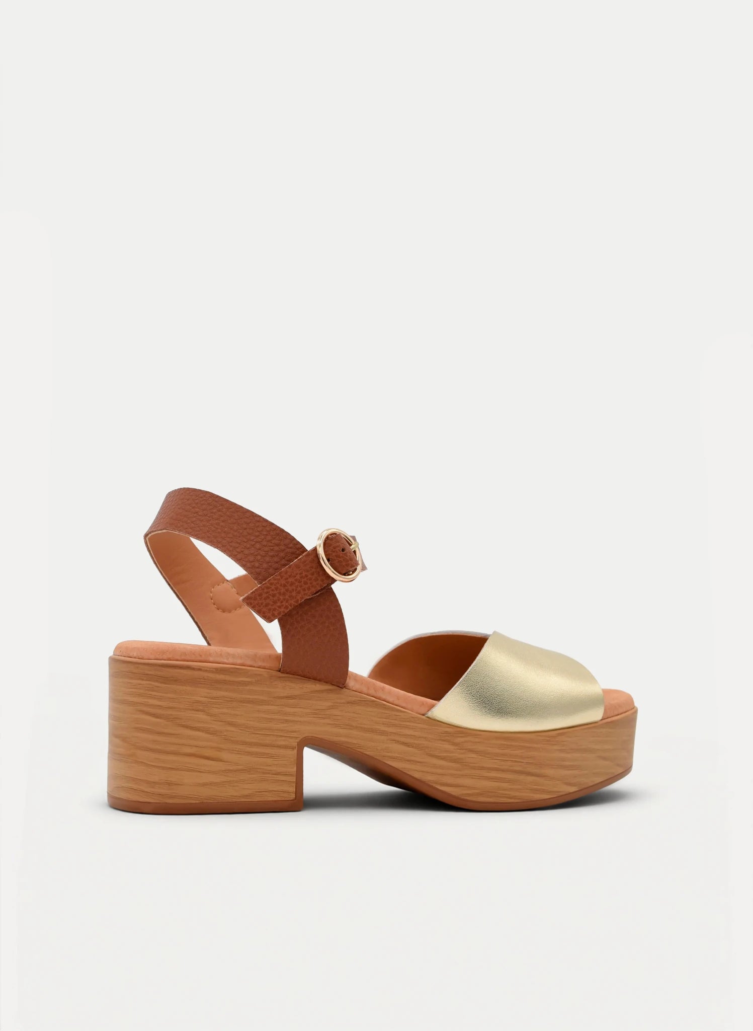 Sandálias de Salto Largo em Couro Dourado | Elegância e Conforto - Roma Pell