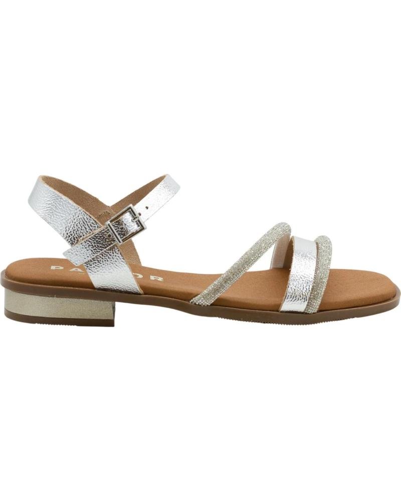 Sandálias Oh My Sandals 5871 prata — vista frontal com tiras em pele laminada e micro-brilhantes | Roma Pell