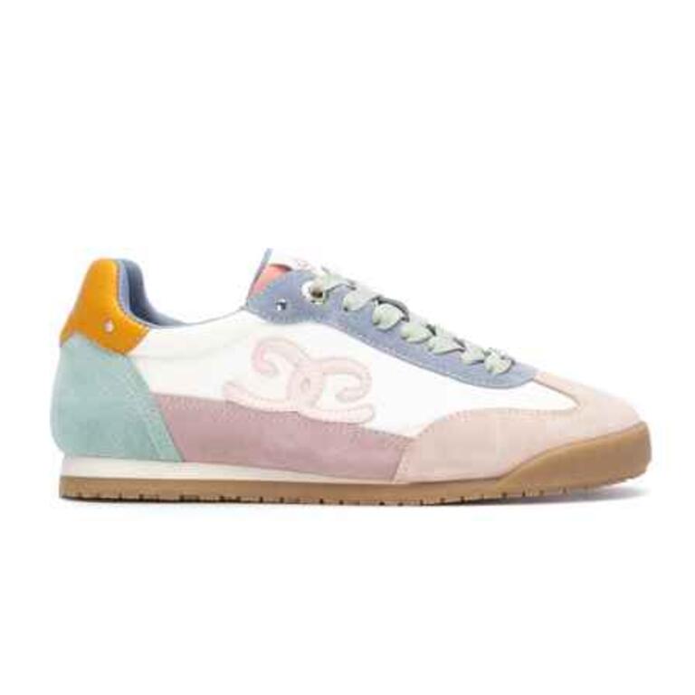 Sapatilha Carmela Multicolor | Camurça Pastel Bege Azul Rosa - Roma Pell