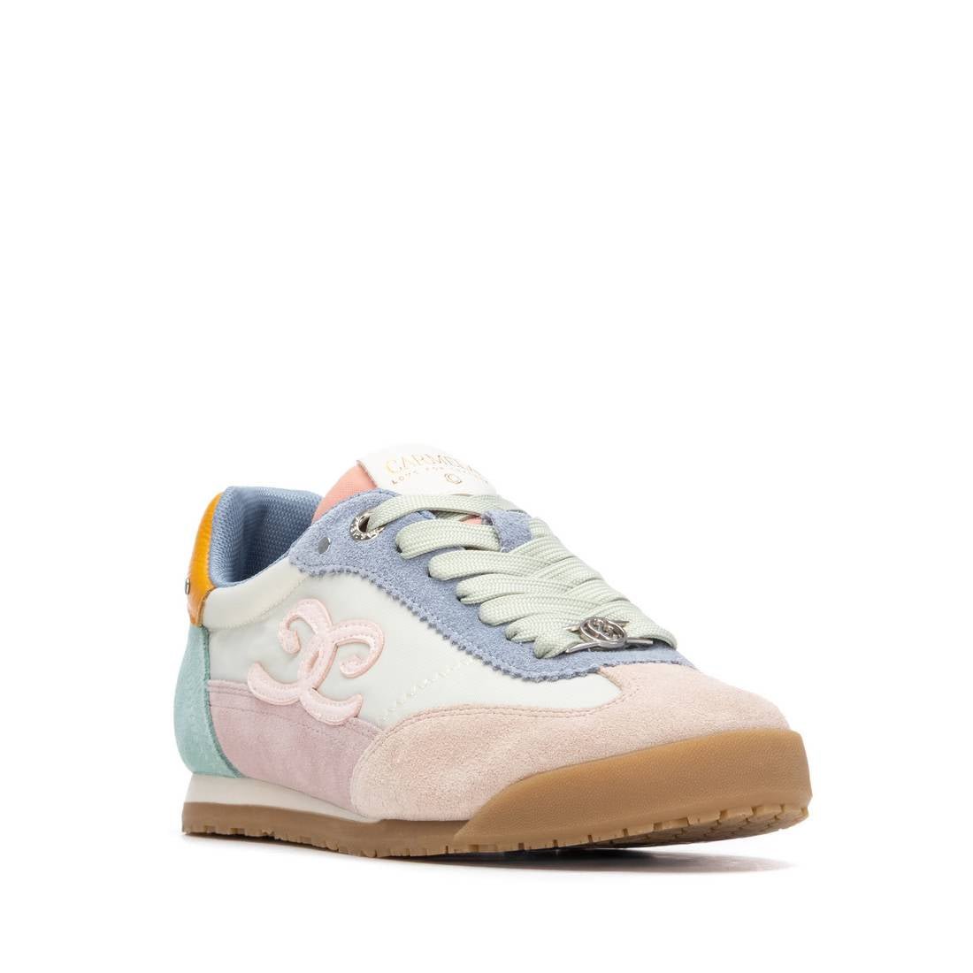 Sapatilha Carmela Multicolor | Camurça Pastel Bege Azul Rosa - Roma Pell