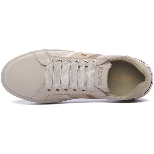 Sapatilhas Keys 11870 Crema Cipria Femininas Premium Itália - Roma Pell