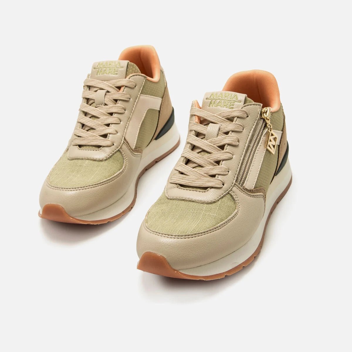 Sapatilhas Mariamare 68663 | Fecho Lateral | Bege ou Menta - Roma Pell