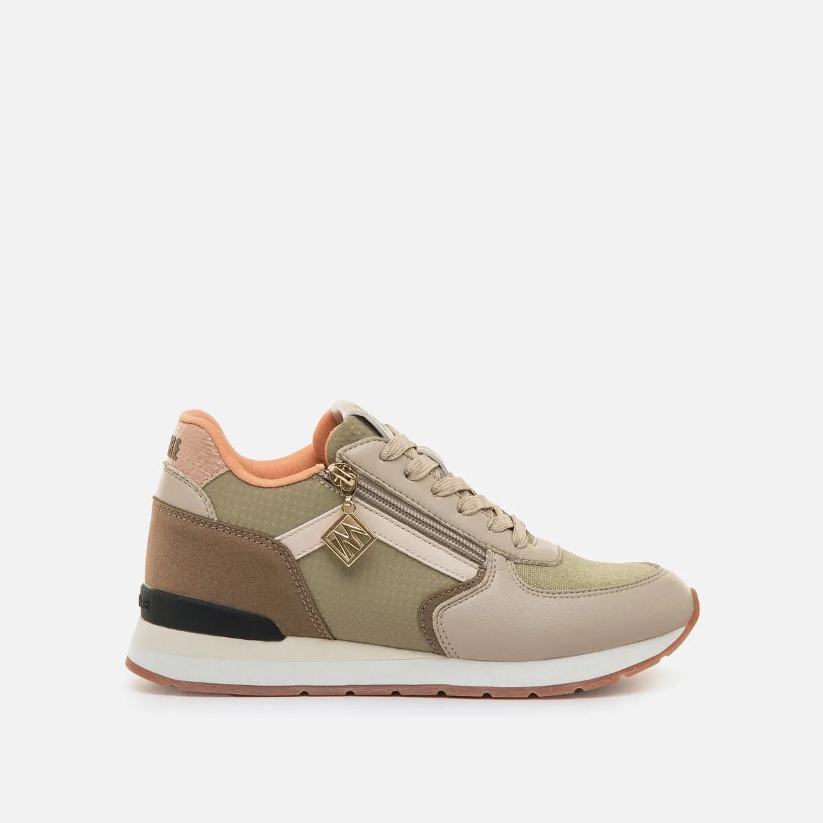 Sapatilhas Mariamare 68663 | Fecho Lateral | Bege ou Menta - Roma Pell