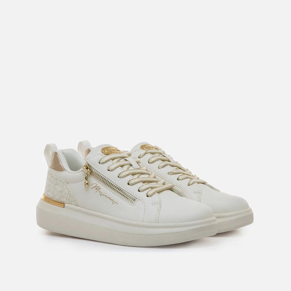 Sapatilhas Mariamare Femininas Gilda Branco e Dourado | 68660 - Roma Pell