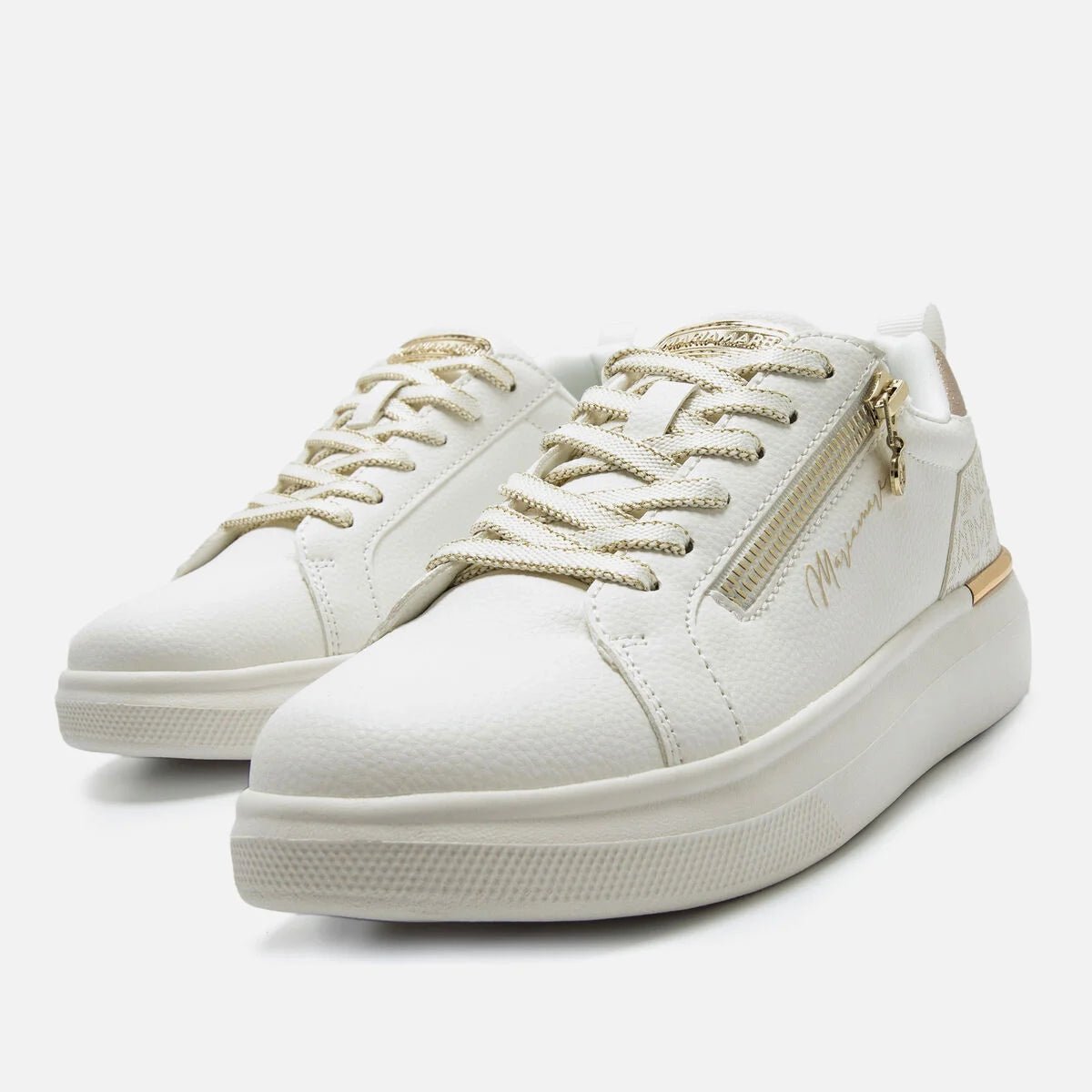 Sapatilhas Mariamare Femininas Gilda Branco e Dourado | 68660 - Roma Pell