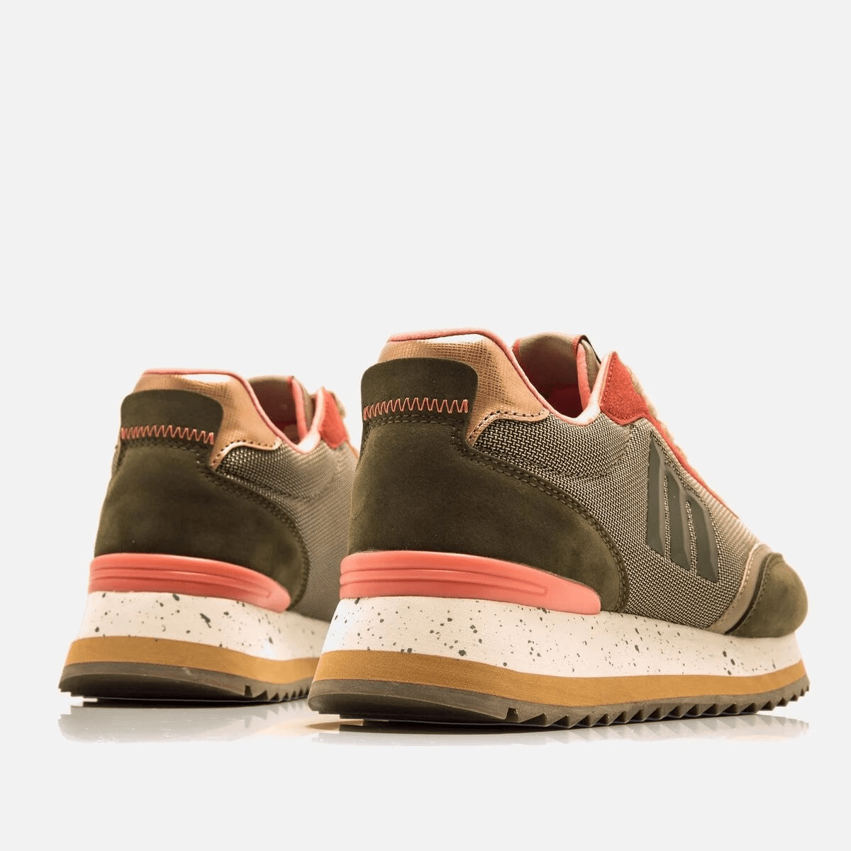 Sapatilhas Mustang Femininas Joggo Bordô e Caqui com Coral | 60872 - Roma Pell