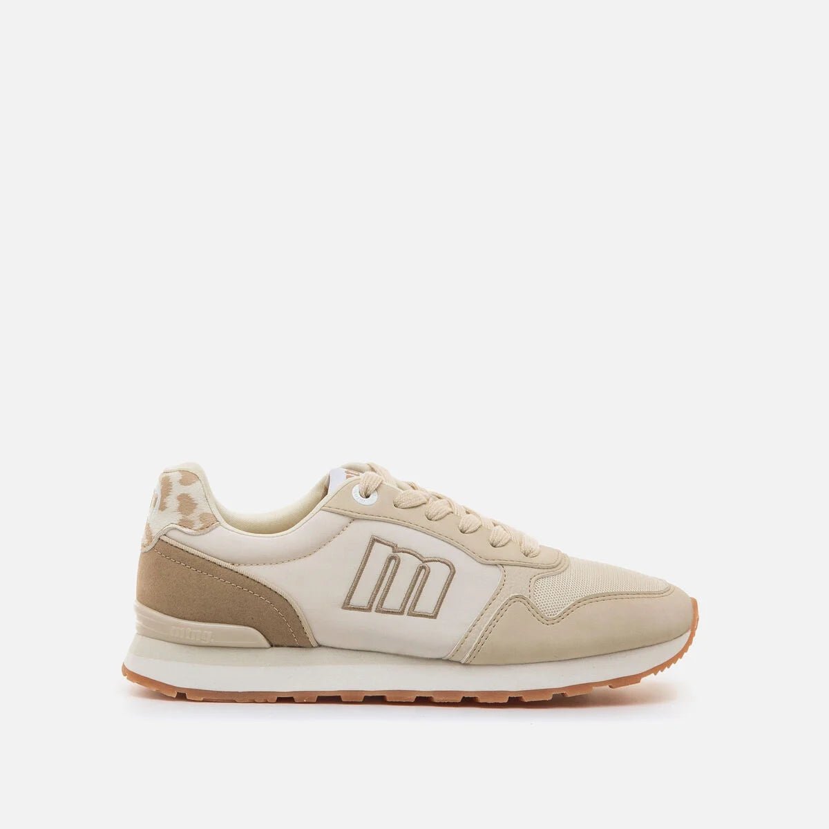 Sapatilhas Mustang Femininas Joggo Classic Bege e Branco | 60909 - Roma Pell