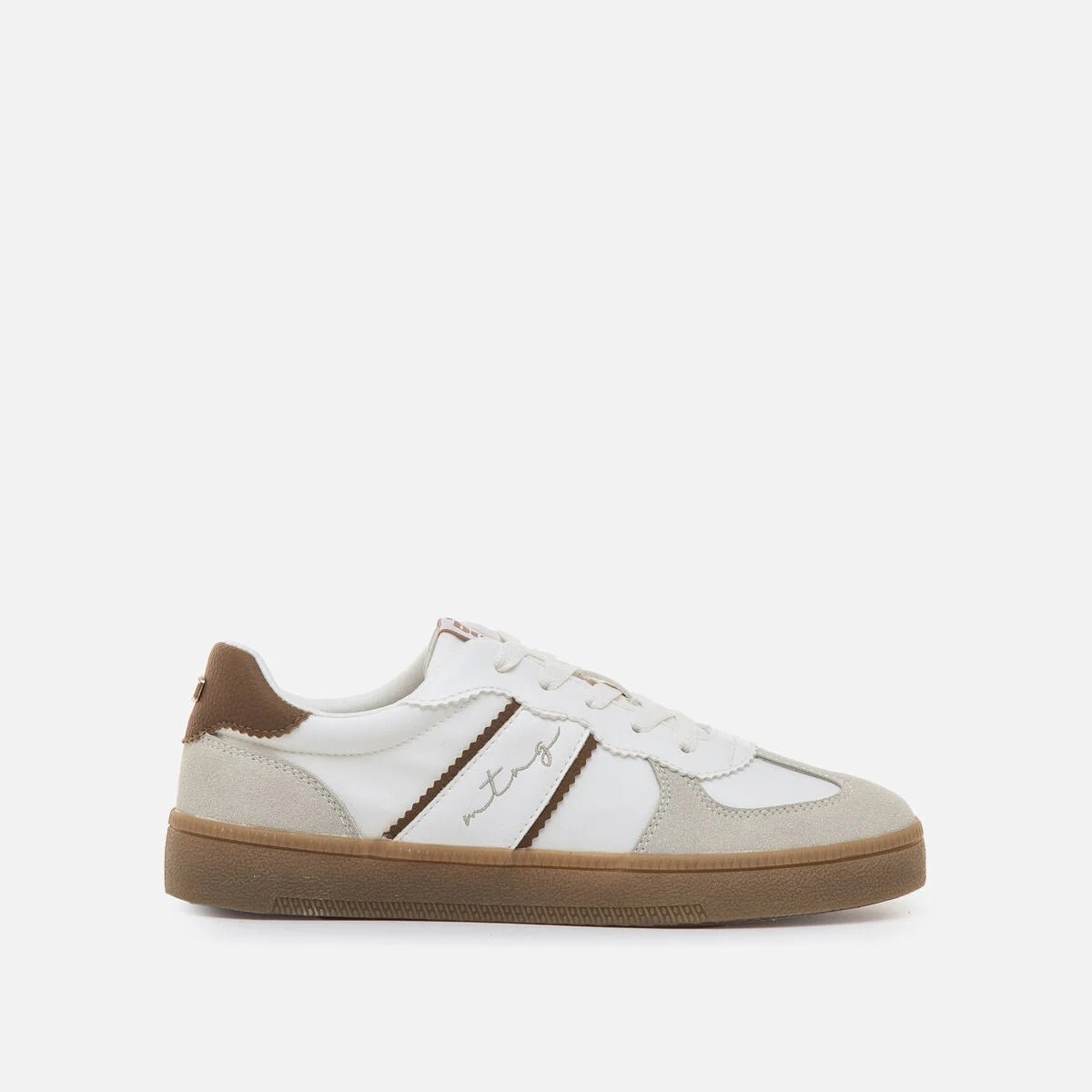 Sapatilhas Mustang Femininas Roy Branco e Castanho | 60860 - Roma Pell