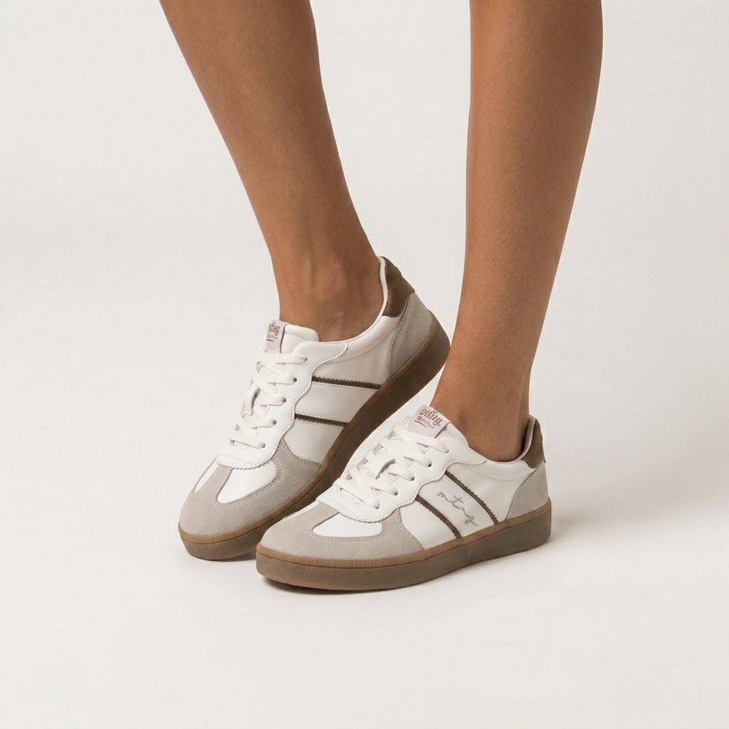 Sapatilhas Mustang Roy Branco e Castanho | Conforto Casual