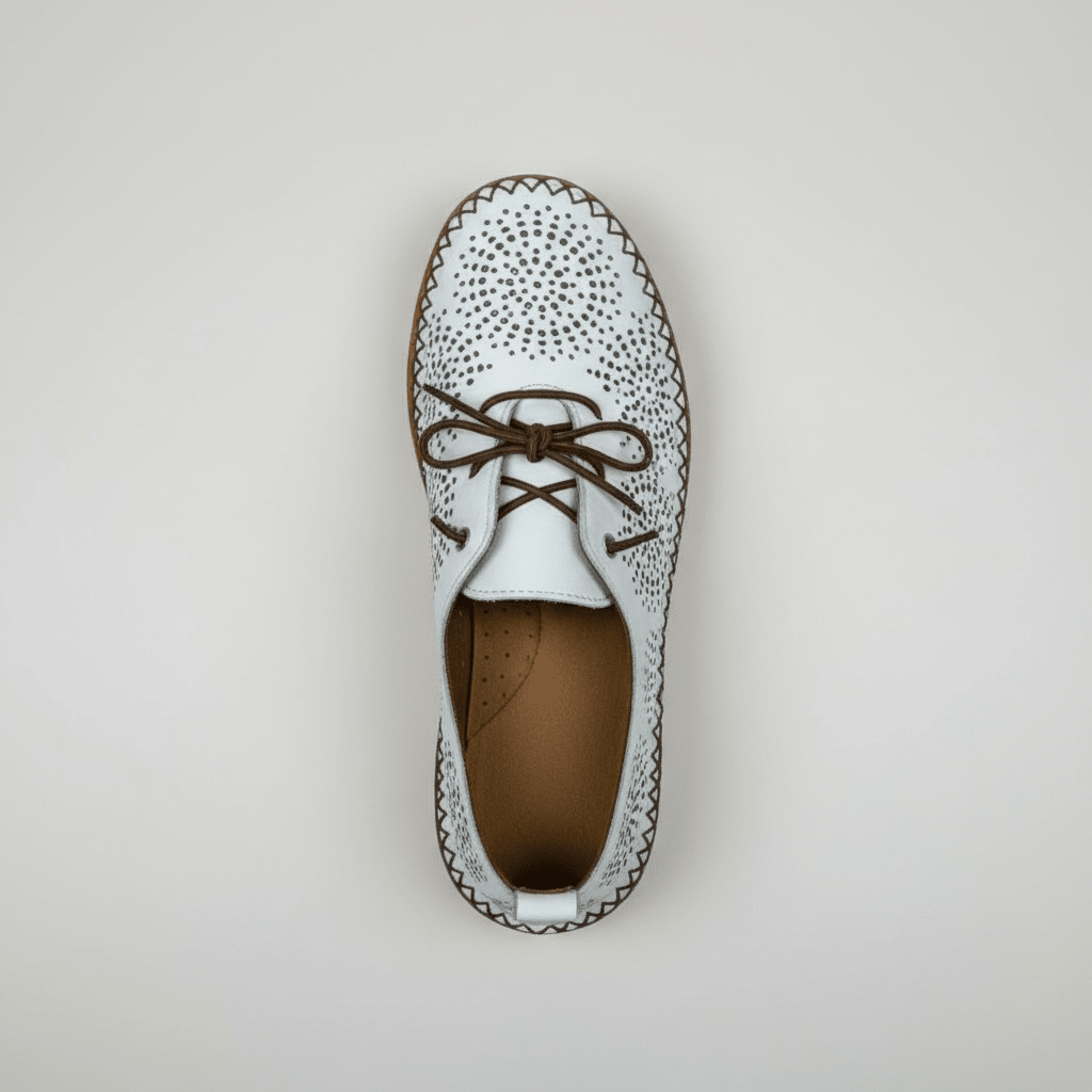Sapato Vénus AD 8208L Branco — Conforto Anatómico em Pele Perfurada - Roma Pell