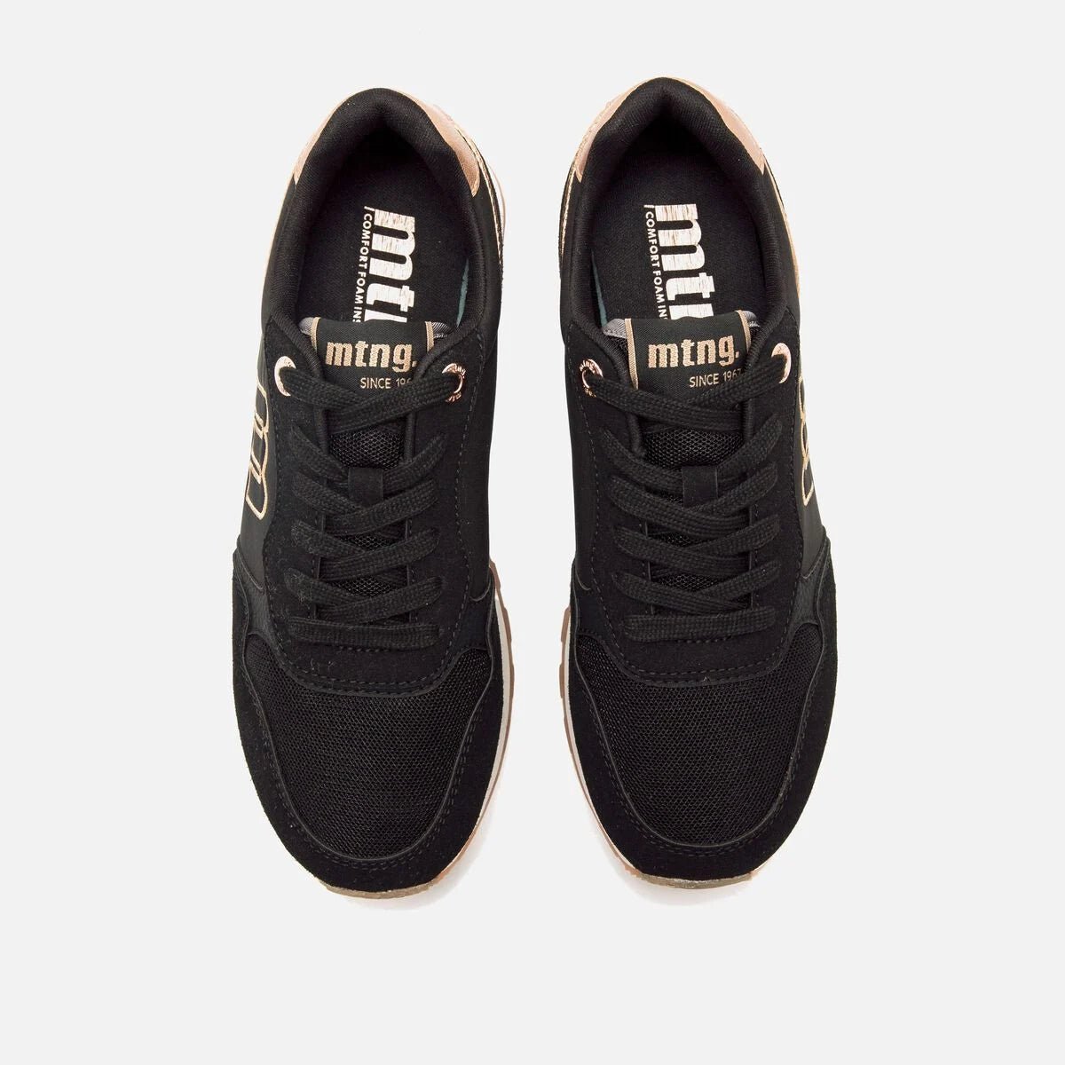 Ténis Mustang Joggo Classic Femininos | Preto e Dourado | Comfort Foam | Ref. 60909 - Roma Pell
