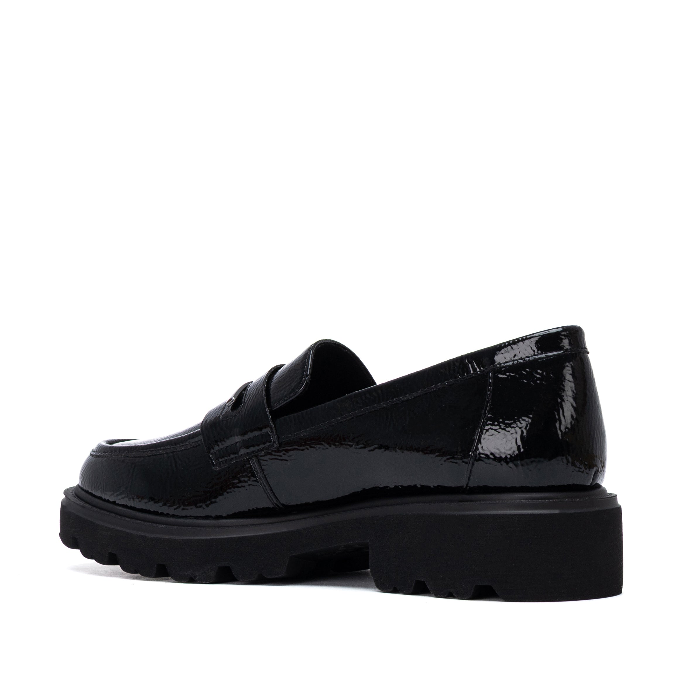 Mocassim Carmela Verniz Preto | Sola Grossa e Conforto Diário
