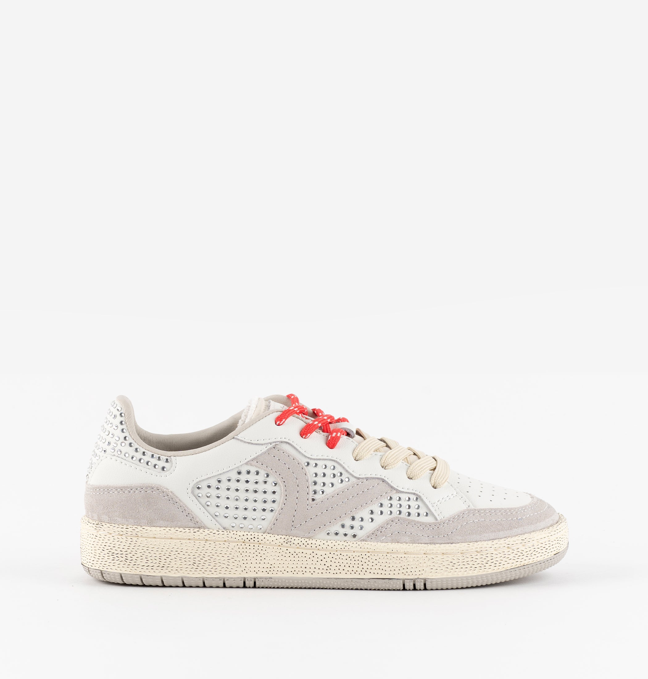 Sapatilhas Victória SMASH STRASS Pele Prata Brilhos