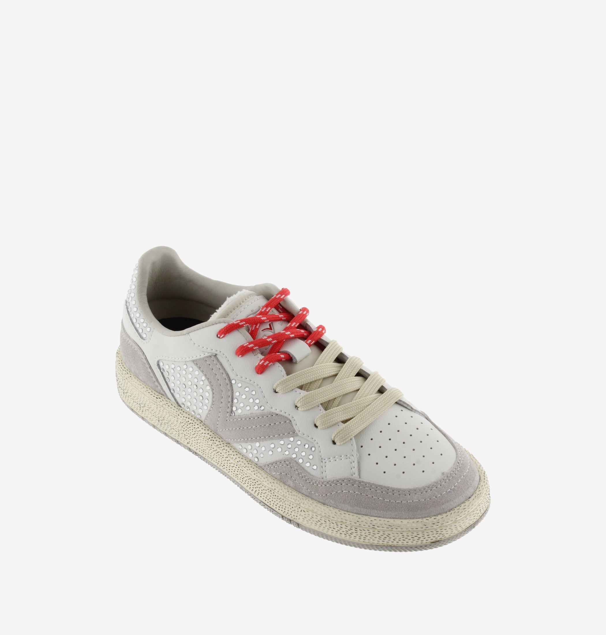 Sapatilhas Victória SMASH STRASS Pele Prata Brilhos