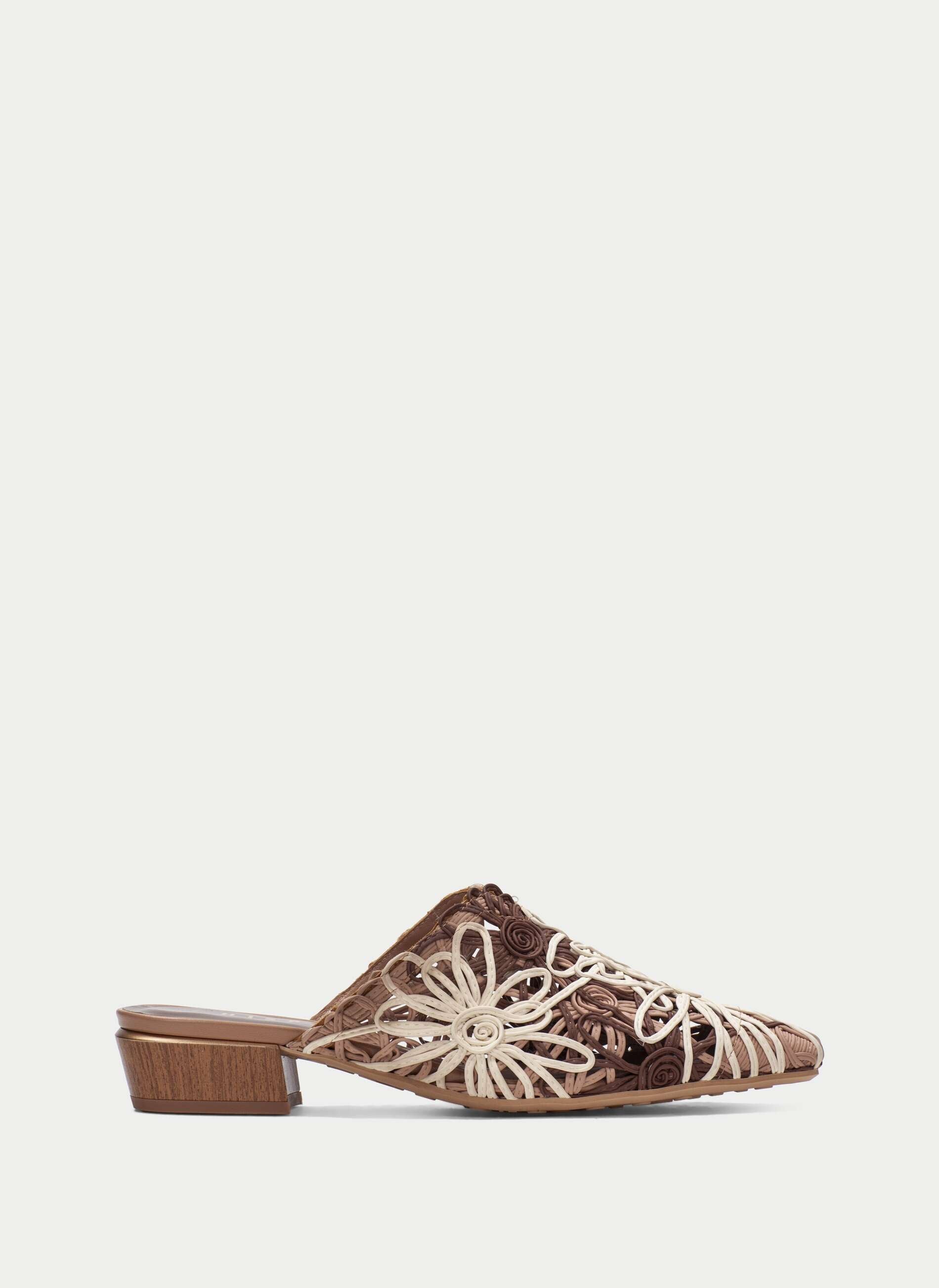 Mule Hispanitas HV264840 | Babouche em Corda | Salto Bloco Dourado | Roma Pell