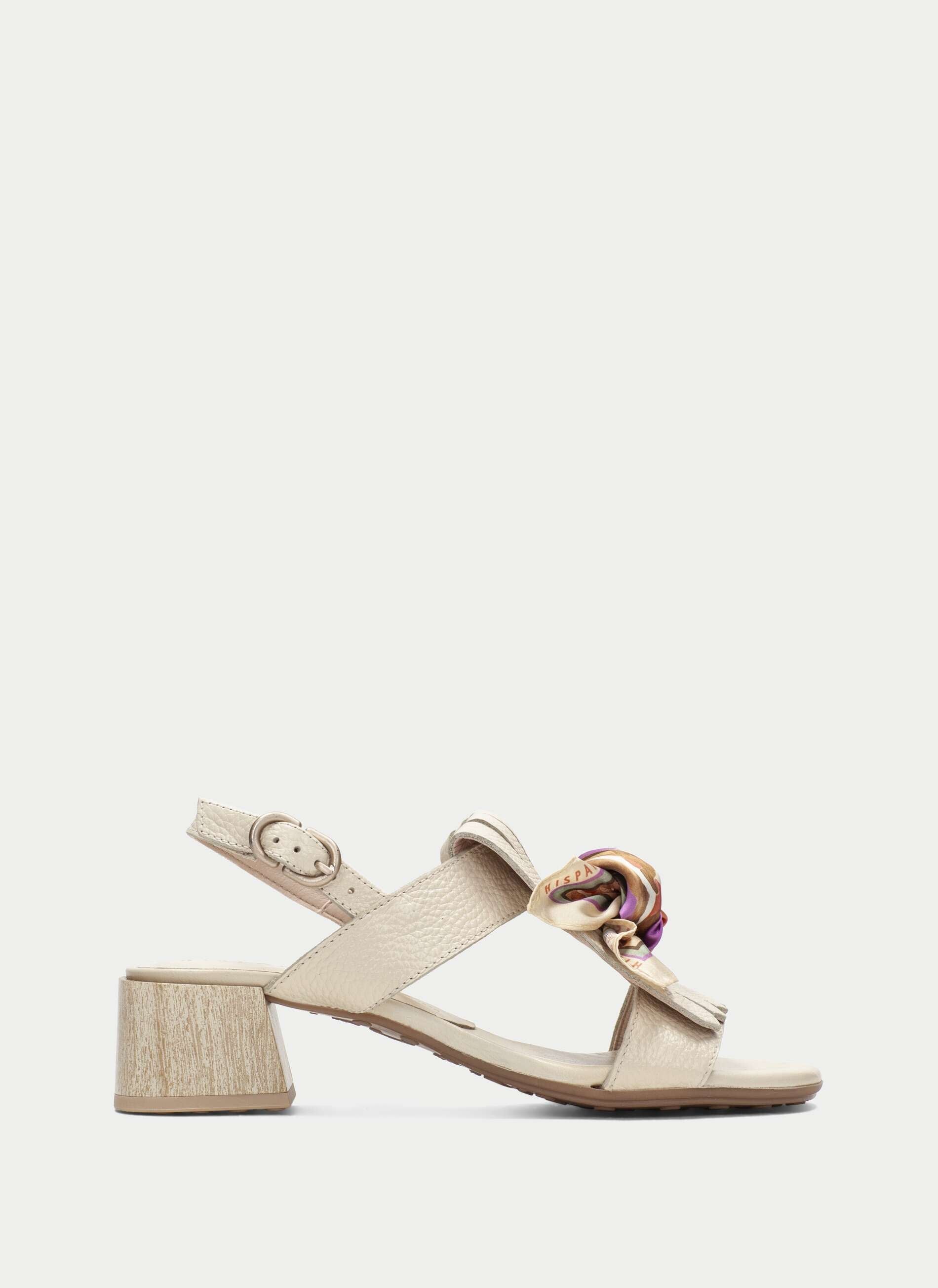 Sandálias Hispanitas Femininas em Pele Branco Salto 4cm HV264867 com Tecnologia Triflow- vista lateral.