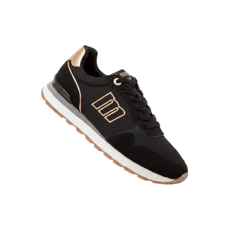 Ténis Mustang femininos Joggo Classic preto e dourado, promoção de Verão 2026 Roma Pell