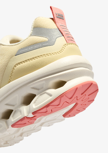 Detalhe sola e acabamentos D. Franklin Aero Dual Amarelo e Branco
