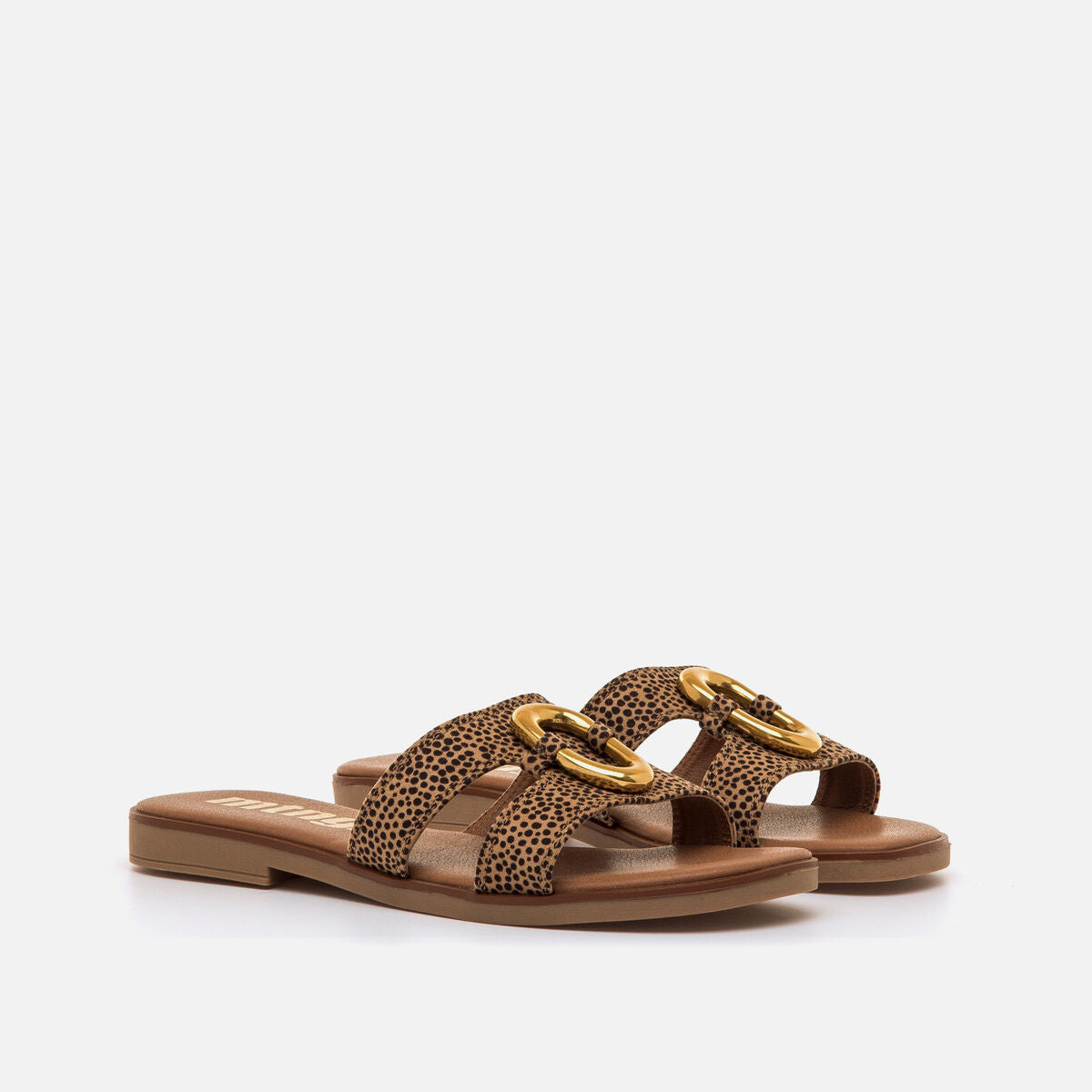 Sandálias Rasteiras Mustang Alysa | Estampa Animal | Bege
