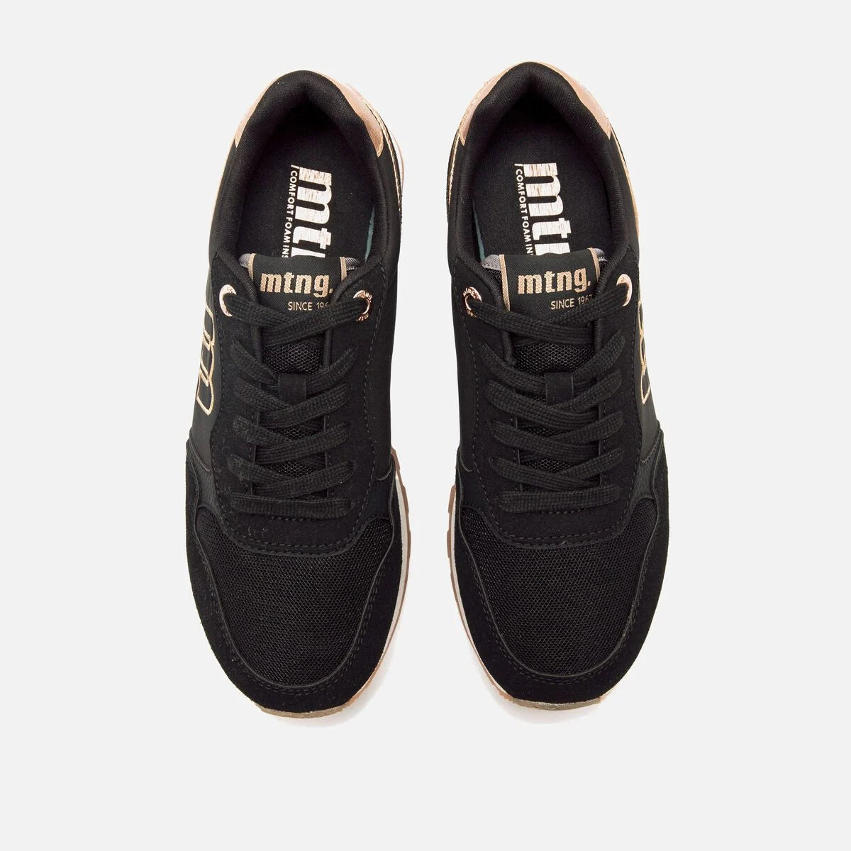 Sapatilhas Mustang Femininas Joggo Classic Preto e Dourado - Vista Superior