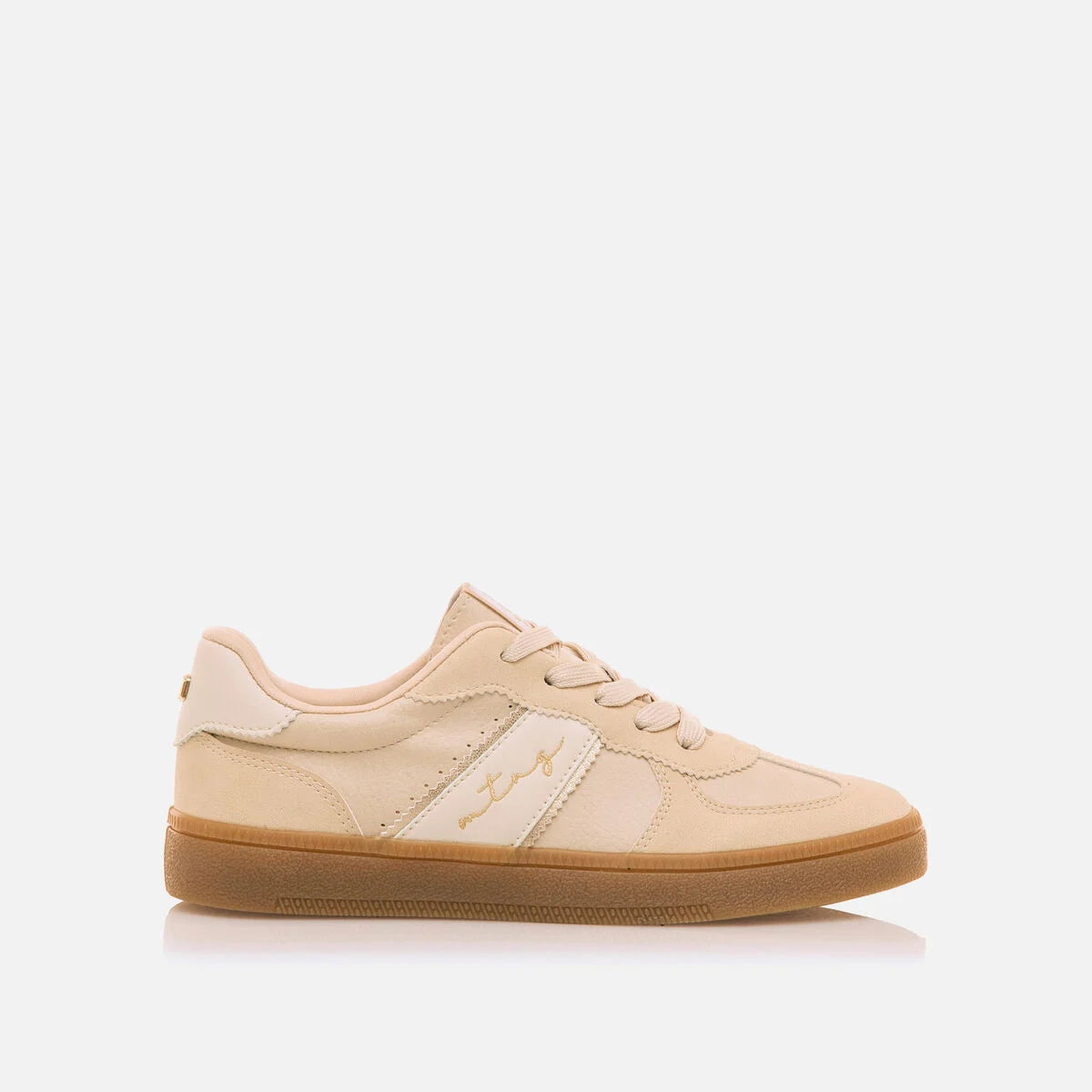 Sapatilhas Mustang Femininas Roy Bege e Branco 60860 - Perfil Clássico