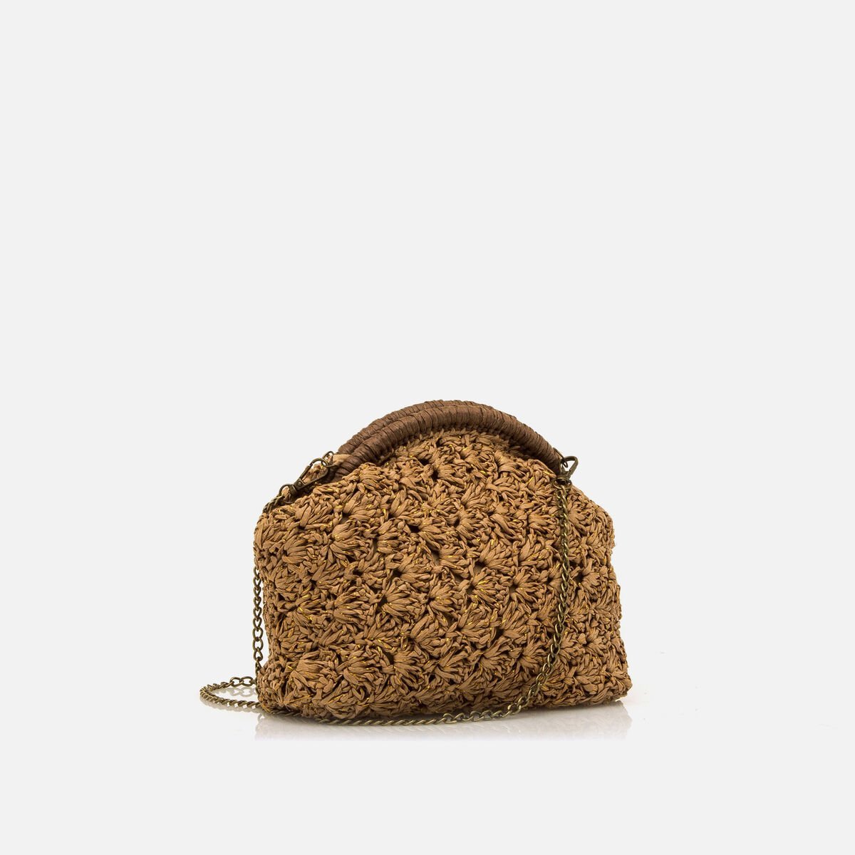 Bolsa de Ombro Cueva Mustang em Ráfia — Estilo Boho Natural - Roma Pell