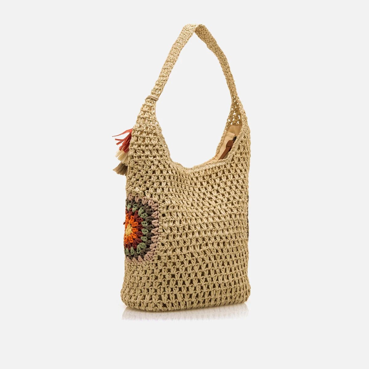 Bolsa Hobo Mustang Costa — Ráfia Trançada para o Verão - Roma Pell
