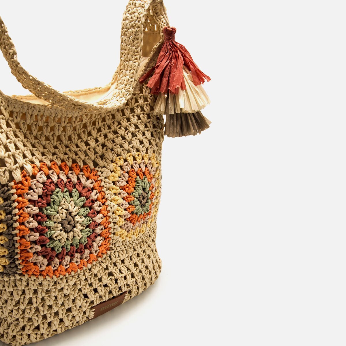 Bolsa Hobo Mustang Costa — Ráfia Trançada para o Verão - Roma Pell