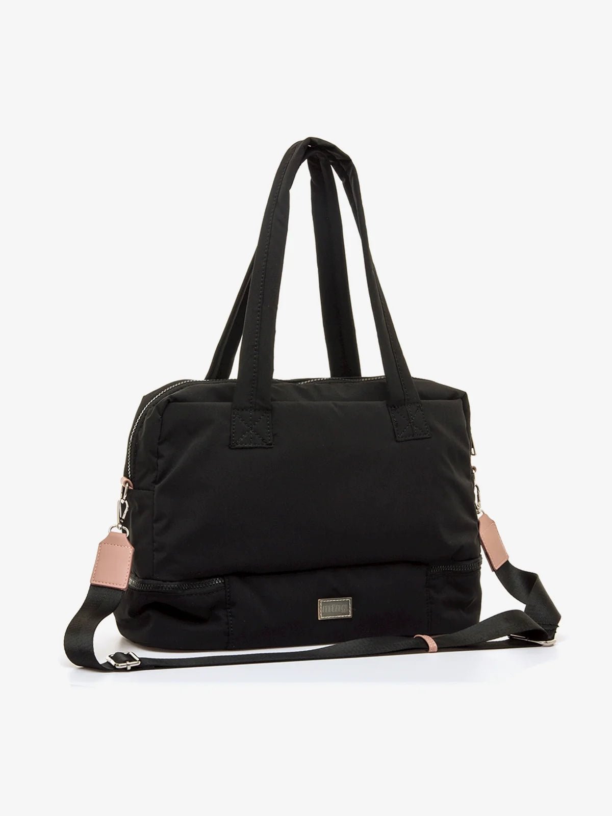 Interior da Bolsa Ansu Mustang em tom caramelo, com bolso interno com fecho e etiqueta mtng