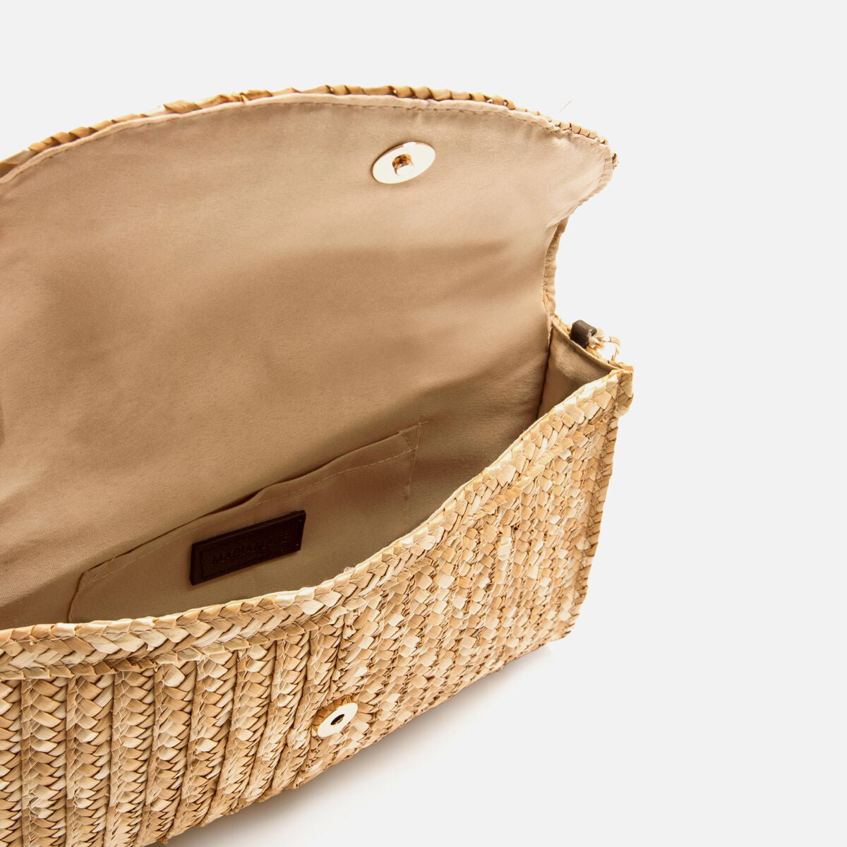 Bolsa Socha Mariamare | Entrançado de Palha | Alça Corrente Dourada - Roma Pell