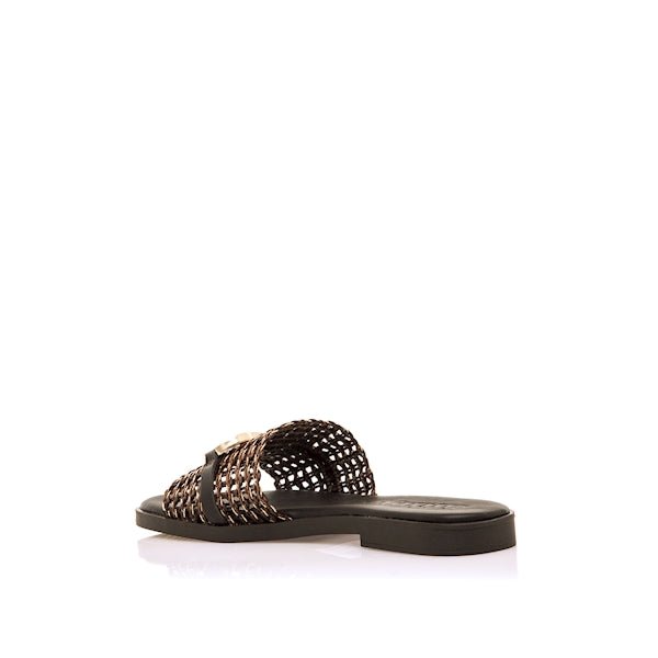 Chinelo Mustang | Ráfia Entrançada e Couro com Palmilha de Gel - Roma Pell