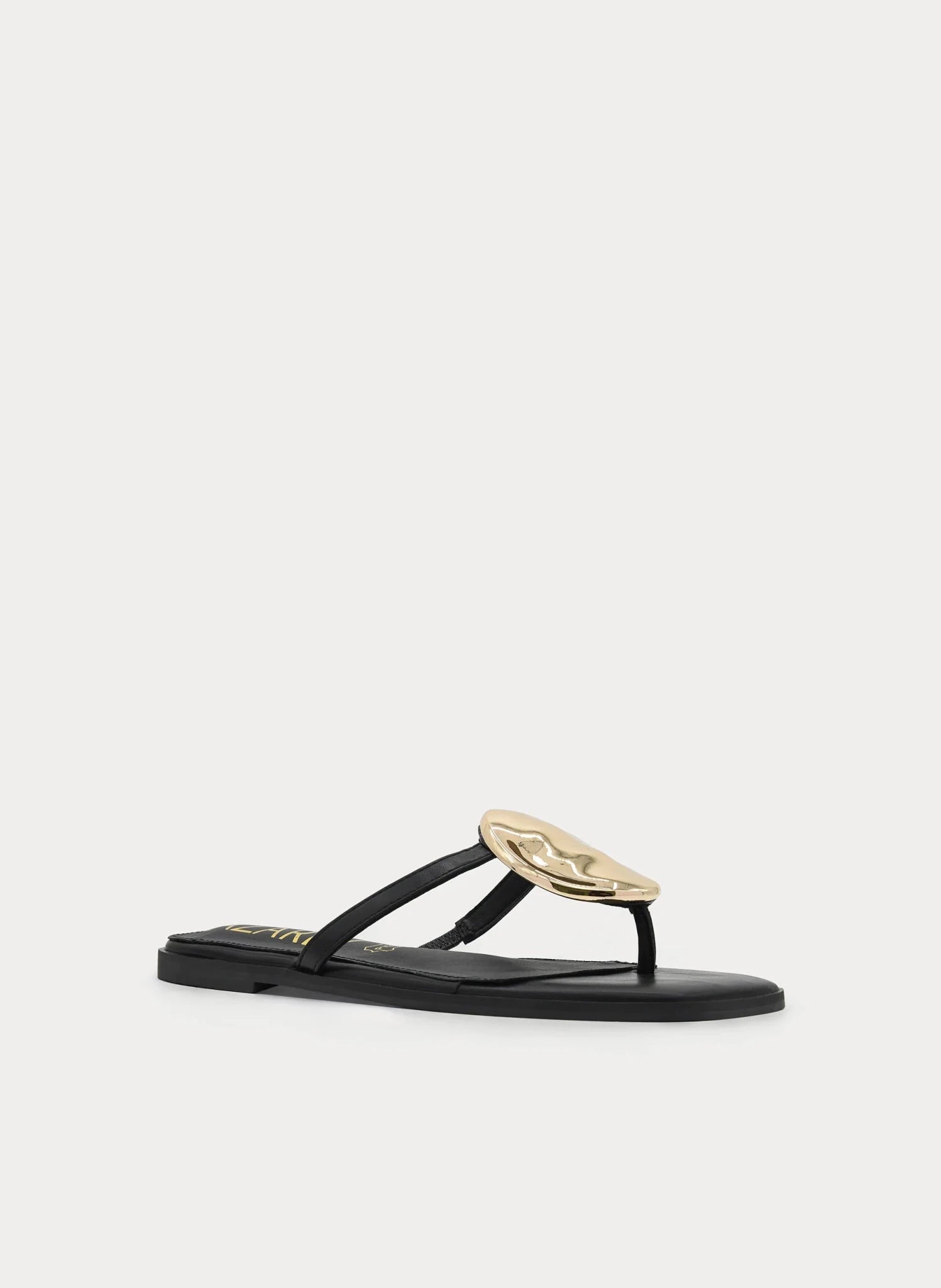Chinelo Preto com Detalhe Dourado | Palmilha de Couro Azarey - Roma Pell