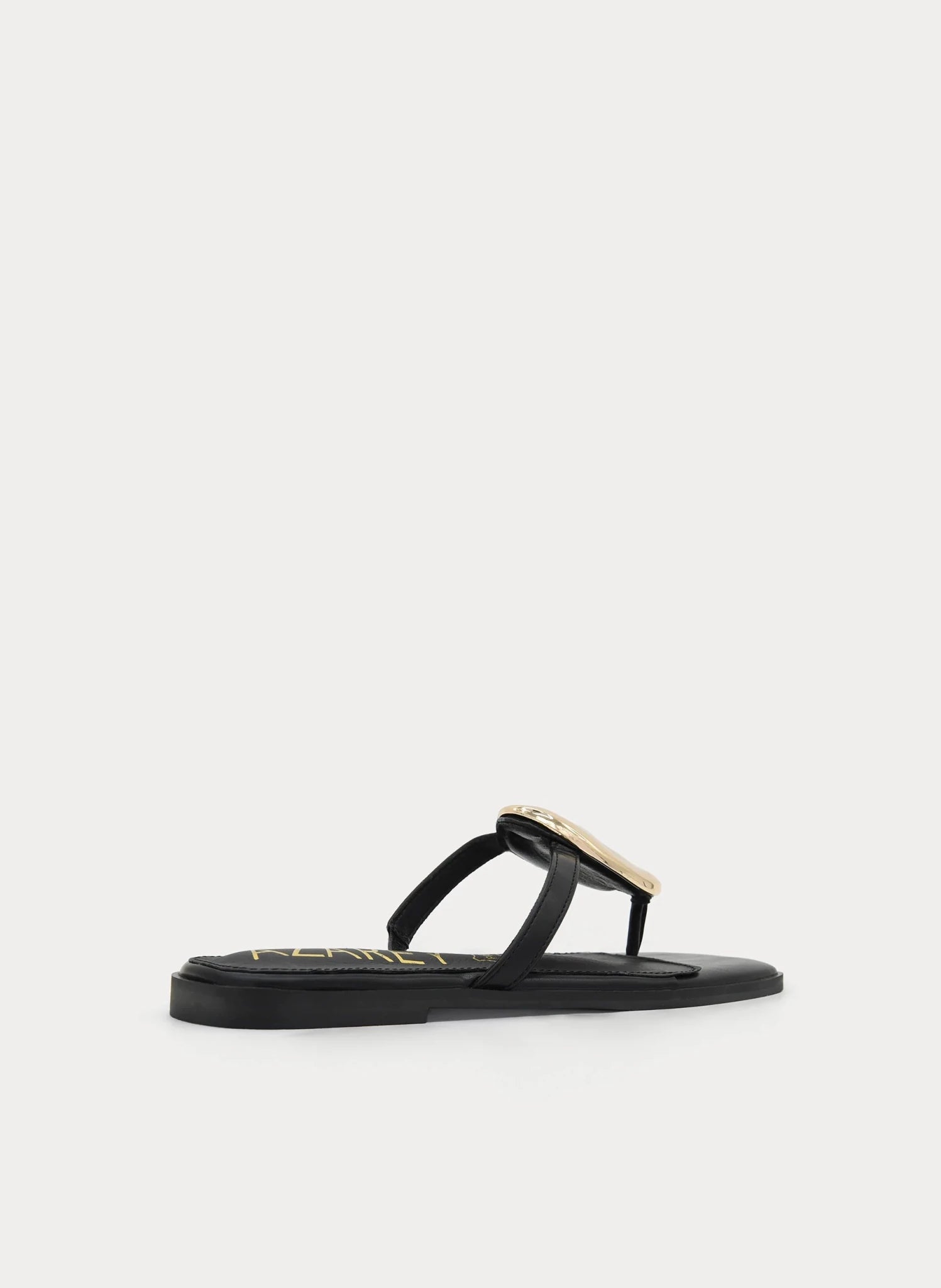 Chinelo Preto com Detalhe Dourado | Palmilha de Couro Azarey - Roma Pell