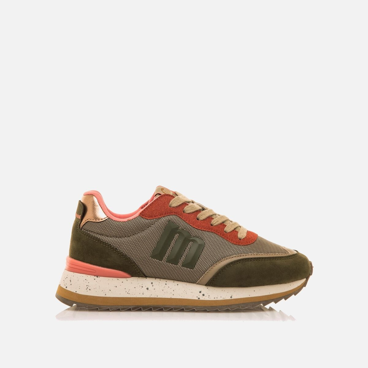 Sapatilhas Mustang Femininas Joggo Bordô e Caqui com Coral | 60872