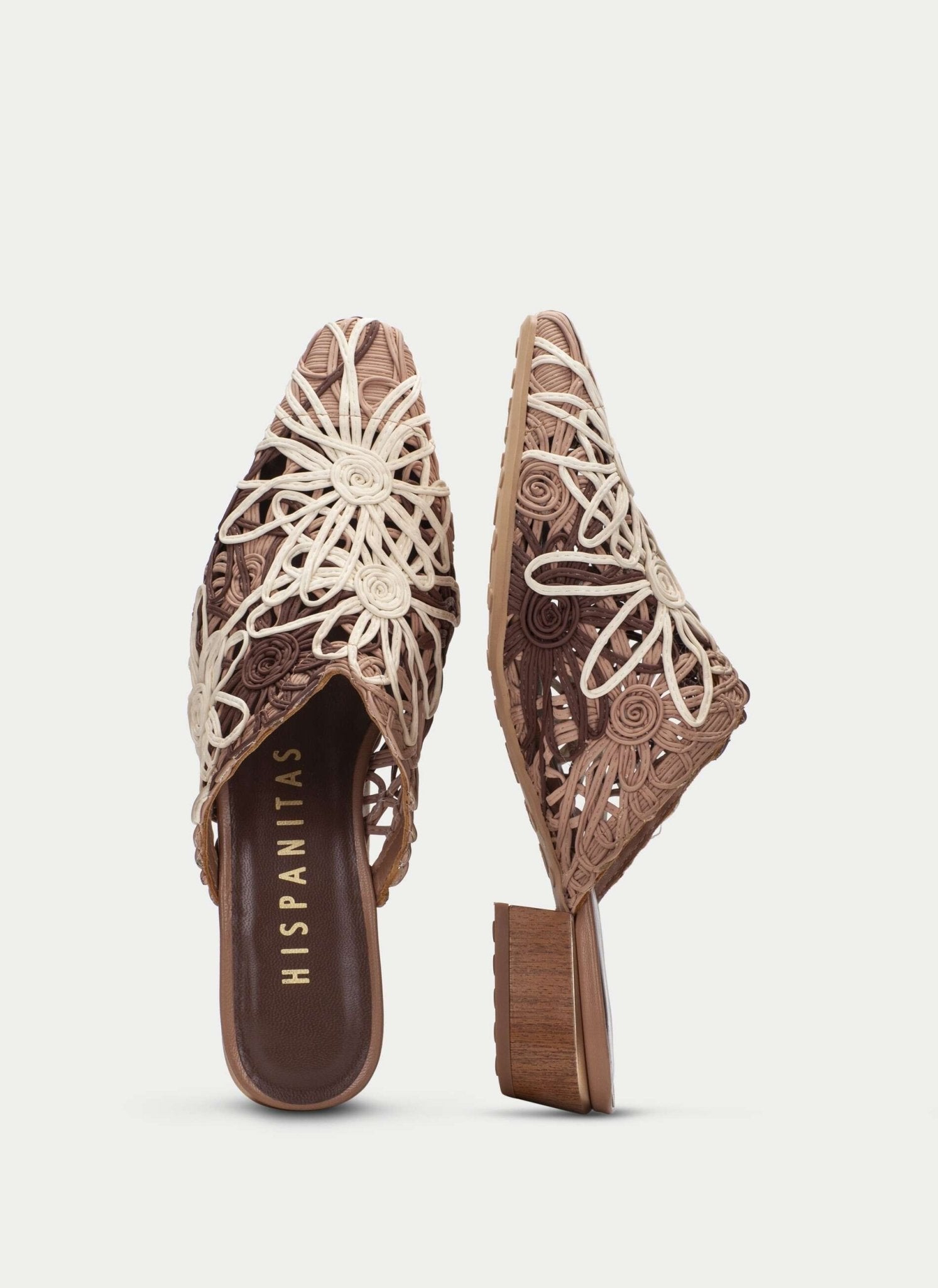 Mule Hispanitas HV264840 | Babouche em Corda | Salto Bloco Dourado | Roma Pell - Roma Pell