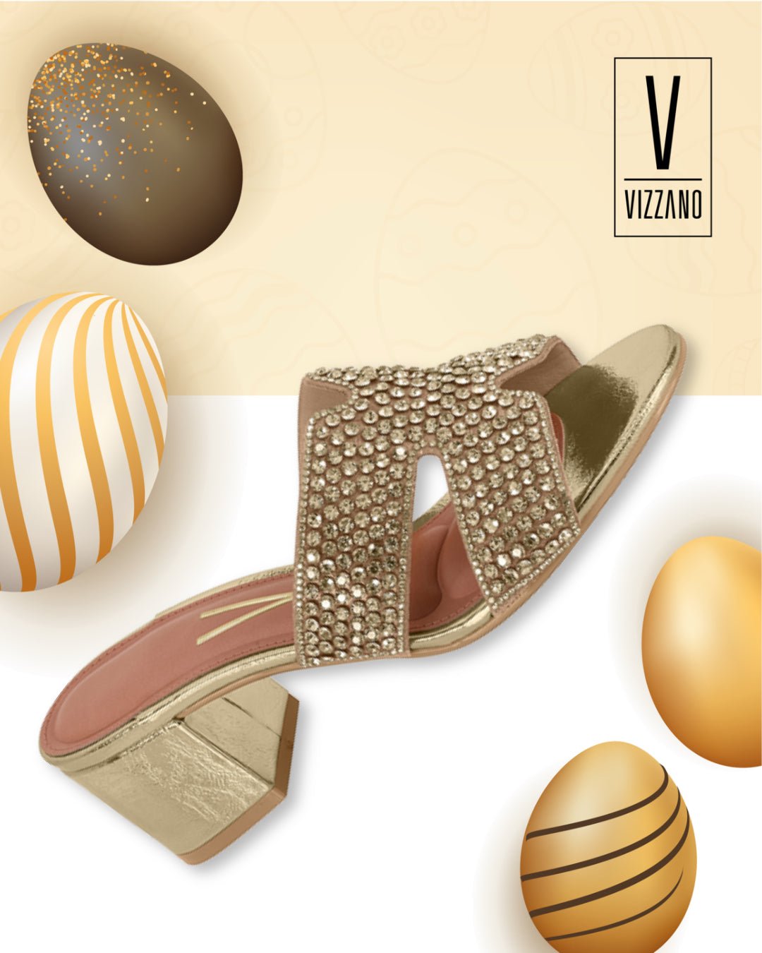 Mule Vizzano 6291.1496 | Salto Bloco com Strass | Conforto e Elegância | Roma Pell - Roma Pell