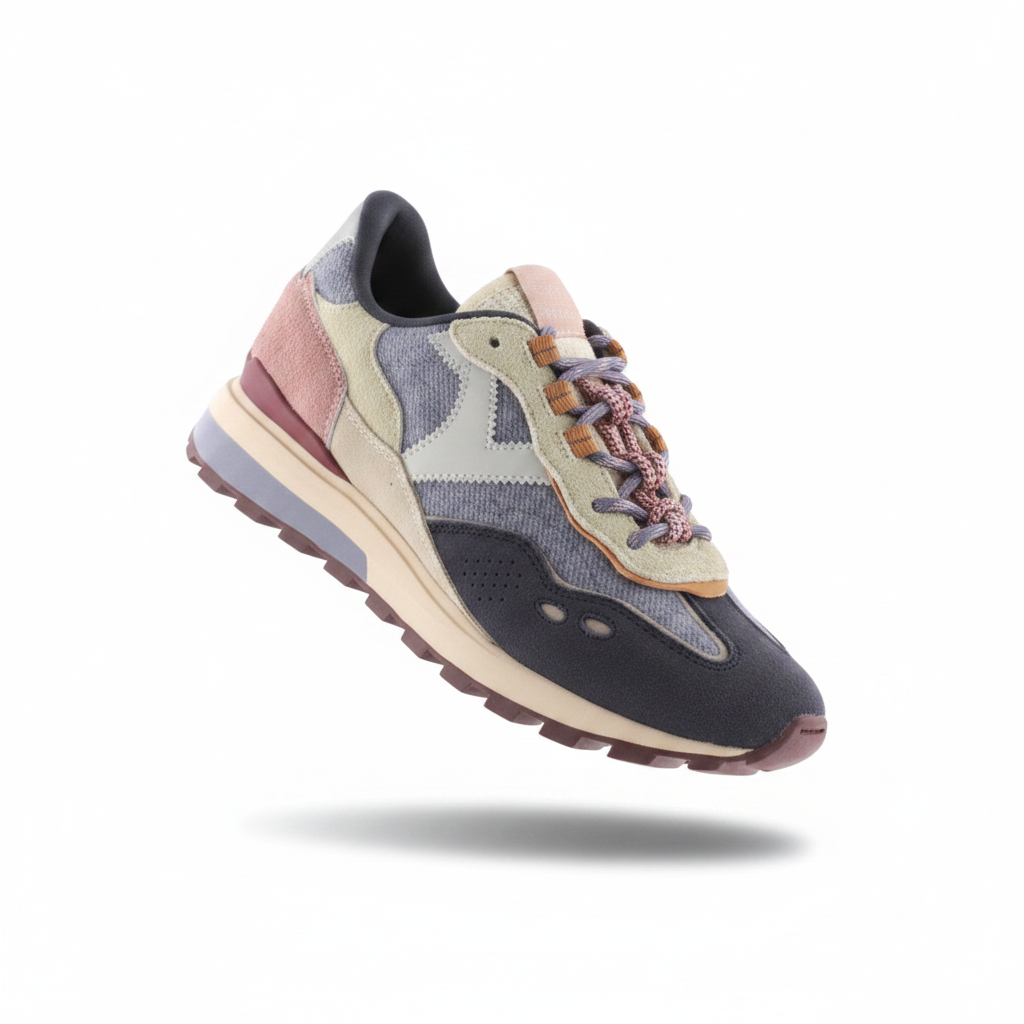 Packshot Sapatilha Patchwork Navy Rosa Mauve Levitação
